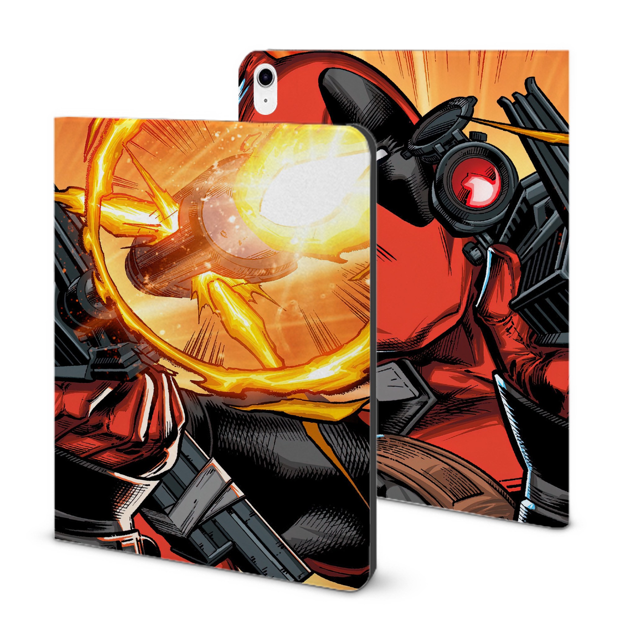 （画像用） Deadpool デッドプール IPad ケース ブック型 PUレザー TPU 耐衝撃 軽量 薄型 ペン収納なし 全面保護 IPad 各モデル対応